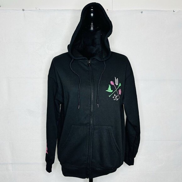 Wicked Movie Hoodie Sweatshirt Womens Sz S Full Zip Embroidery Black NWOT - Picture 2 of 9